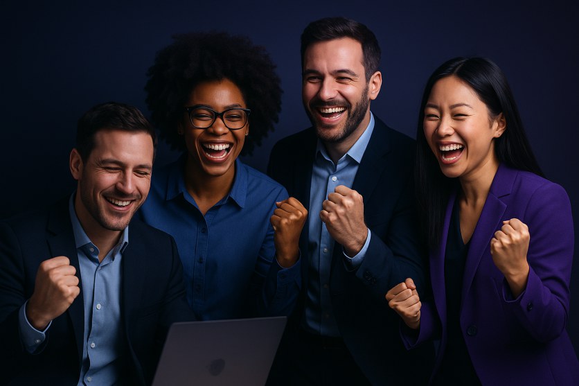 Entrepreneurs celebrating business success